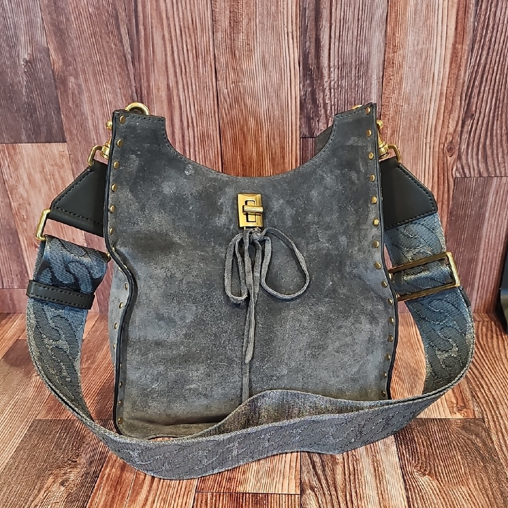 Rebecca Minkoff Gray Suede Crossbody with Gold Accent